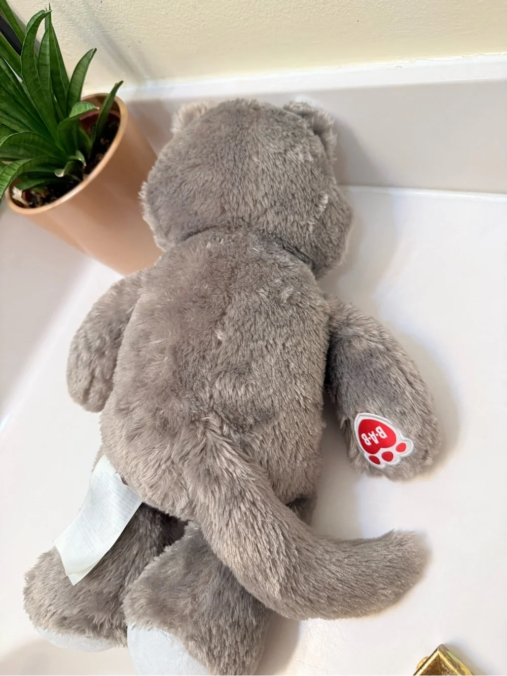 Build-A-Bear Gray and White Plush Wolf Stuffed Animal Green Eyes